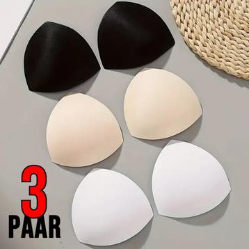 3 Delige Set Waterproof BH Pads Wit, Beige, Zwart, LaGloss, Verzenden, Nieuw, Wit