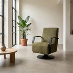 Leren draaifauteuil Mood - Kenia Olive (olijf) -, Huis en Inrichting, Fauteuils, Nieuw, Ophalen of Verzenden, 50 tot 75 cm, Industrieel, Modern