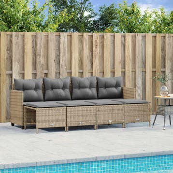 vidaXL 5-delige Loungeset met kussens poly rattan beige, Tuin en Terras, Tuinsets en Loungesets, Verzenden, Nieuw, Loungeset