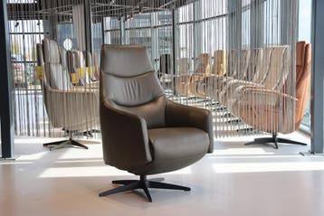 Gealux relaxfauteuil Twinz 107 Leer Grijs 3 motoren + accu, Ophalen of Verzenden, Nieuw, Leer, Design, modern