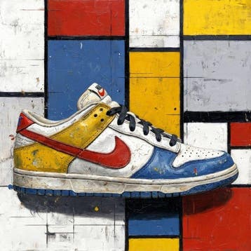 MEDSAN - Mondrian Nike Dunk () - UNIQUE WORK, Antiek en Kunst