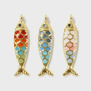 Gouden Vis Bedel met Emaille - 18K Verguld Messing Hanger vo, Verzenden, Nieuw