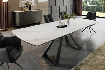Uitschuifbare eettafel CONCORD 180-230cm wit keramiek marmer, Huis en Inrichting, Tafels | Eettafels, Ophalen of Verzenden, Nieuw