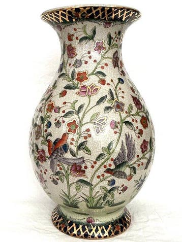 Prachtige grote vaas met kleurige florale chinoiserie, Antiek en Kunst
