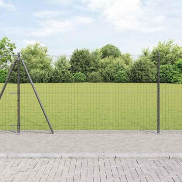vidaXL Hekpaal met betonnen voet 7 st Grijs Gepoedercoat, Verzenden, Nieuw