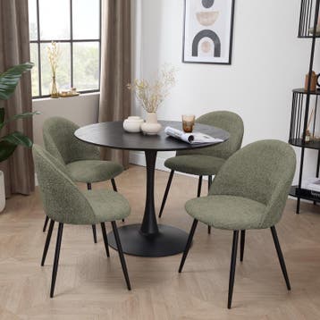 Stoelen bouclé - 2 stuks - Olive Green - Zithoogte 47 cm, Huis en Inrichting, Stoelen, Verzenden, Nieuw