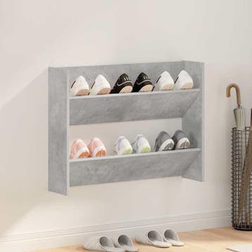 vidaXL Wandschoenenkast 80x18x60 cm bewerkt hout betongrijs, Verzenden, Nieuw