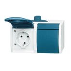 Busch Jaeger Ocean dubbele wandcontactdoos horizontaal IP44, Ophalen of Verzenden, Nieuw