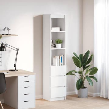 vidaXL buffetkast 37,5x35x180 cm spaanplaat wit, Verzenden, Nieuw, Overige houtsoorten