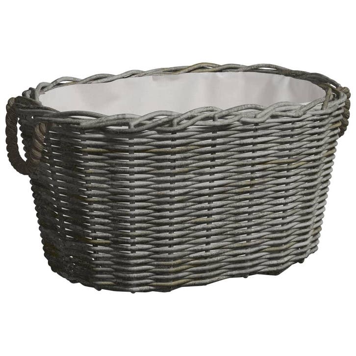 vidaXL Houtmand met handvatten 59x42x28 cm wilgenhout grijs, Huis en Inrichting, Haarden, Nieuw, Verzenden