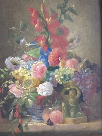 François Charette-Duval (1807–1895) - Fijnminiatuur bloem-