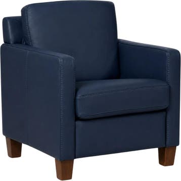 Leren fauteuil Smart - Toledo Kobalt (blauw) - Poten hout, Nieuw, Ophalen of Verzenden, Bohemian, Eigentijds, Modern, Retro, 50 tot 75 cm