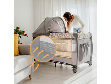 Lionelo Sven Plus 2in1 Meegroeibed & Campingbedje - Reisbed, Verzenden, Nieuw