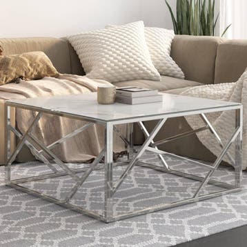 vidaXL Salontafel roestvrijstaal en gehard glas, Verzenden, Nieuw, Metaal, 50 tot 100 cm