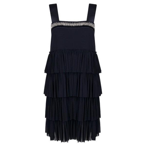 Twinset • donkerblauwe jurk met laagjes • 34 (IT40), Kleding | Dames, Jurken, Blauw, Nieuw, Maat 34 (XS) of kleiner, Verzenden