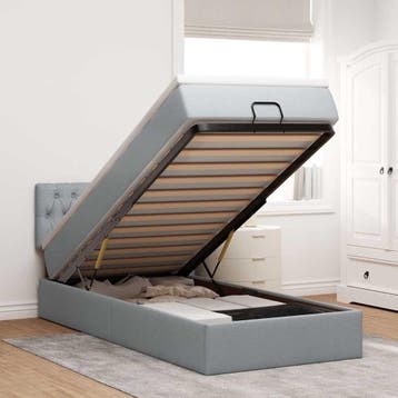 vidaXL Ottoman bed met matras en LEDs 100x200 cm stof, 100 cm, Eenpersoons, Verzenden, Nieuw