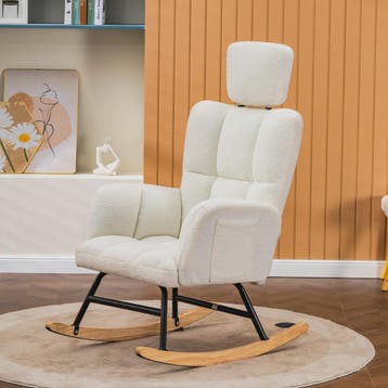 Comfortabele Teddy Pluche Schommelstoel met Armleuningen en, Verzenden, Nieuw