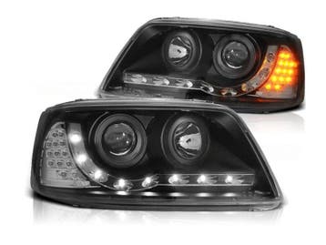 LED DRL koplampen Black geschikt voor VW T5, Auto-onderdelen, Verlichting, Verzenden, Nieuw, Volkswagen