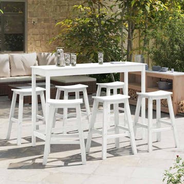 vidaXL Tuin Bar Set 6 st Wit HDPE, Verzenden, Nieuw, 6 zitplaatsen