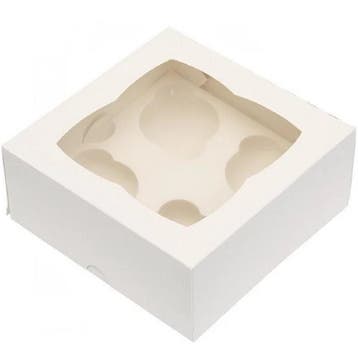 Cupcake Doosje 4 Wit (incl. tray met venster) 3st.**, Verzenden, Nieuw