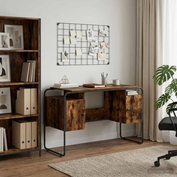 vidaXL Bureau met opbergruimte Gerookt eiken 120 x 50.5 x, Verzenden, Nieuw