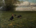 Artur Tölgyössy (1853-1920) - Tacchini nel prato, Antiek en Kunst
