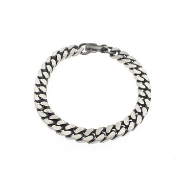 Zilveren robuuste gourmetschakel herenarmband, Sieraden, Tassen en Uiterlijk, Armbanden, Ophalen of Verzenden, Gebruikt, Zilver