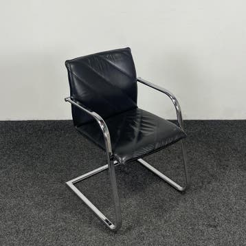 Klöber 924 Vergaderstoel - Zwart Leder, Ophalen of Verzenden, Gebruikt, Zwart