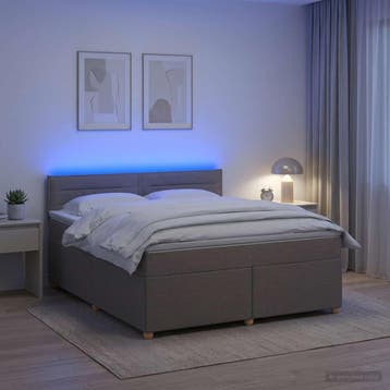 vidaXL Boxspringbed met matras met hoofdeinde Taupe 160 x, Verzenden, Nieuw, Tweepersoons