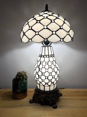 Tafellamp - Elegante amberkleurige parel met 2