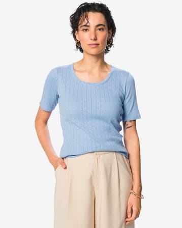 HEMA Dames T-shirt Colette lichtblauw 3=50% / 2=30%, Verzenden, Nieuw