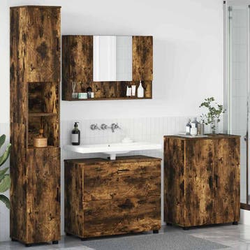 vidaXL Badkamermeubelset 4 st Gerookt eiken 35 x 30 x 192 cm, Verzenden, Nieuw, Overige typen