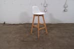 Elegante kruk PU kunstleder houten frame tweedehands, Verzenden, Gebruikt