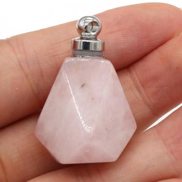 Gedenk hanger mini urn van  edelsteen Rose Quartz (Bedels), Ophalen of Verzenden, Nieuw, Kraal