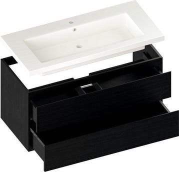 2dekans | Mirlux Badkamermeubel Zwart Eiken 80 cm - Wastafel, Ophalen of Verzenden, Zo goed als nieuw