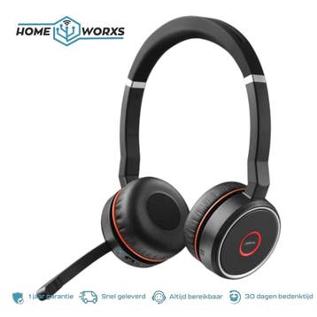 Jabra Evolve 75 Stereo bluetooth Headset Refurbished, Computers en Software, Headsets, Refurbished, Ophalen of Verzenden, Draadloos