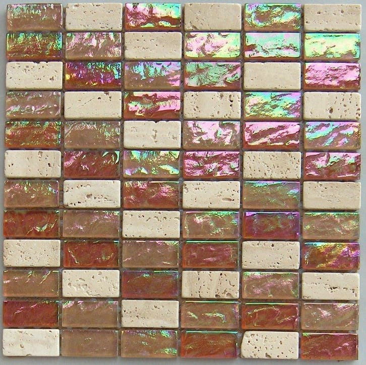 Wand Mozaïek Tegels Factory Glas/Marmer Rood Glans - Matj.., Doe-het-zelf en Verbouw, Tegels, 20 tot 40 cm, 20 tot 40 cm, 10 m² of meer