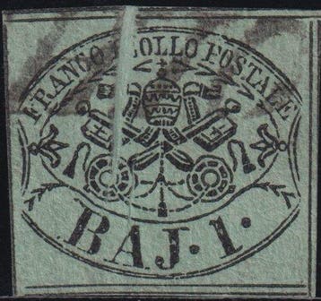 Italiaanse oude staten - Pauselijke Staat 1852 - I^ Em. 1 b., Gestempeld