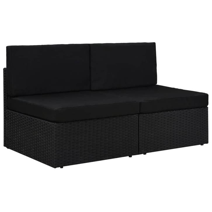 vidaXL Tweezitsbank sectioneel poly rattan zwart, Tuin en Terras, Tuinsets en Loungesets, Nieuw, Verzenden