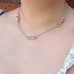 Bicolor gouden ankerschakel collier (Ketting), Ophalen of Verzenden, Gebruikt, Overige kleuren, Goud