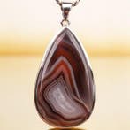 Rode gestreepte agaat hanger in 925 zilver – Mexico –