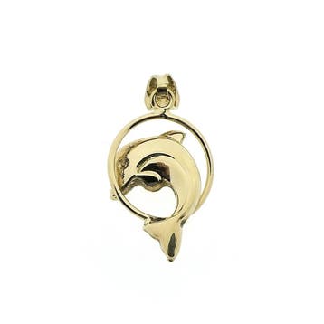 Gouden hanger van een dolfijn (Hanger of bedel), Sieraden, Tassen en Uiterlijk, Bedels, Ophalen of Verzenden, Gebruikt, Goud, Overige merken