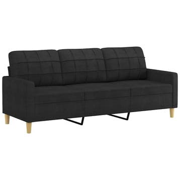 Design Bank 3-persoons Zwart | Laatste Stuk!, Overige materialen, 150 tot 200 cm, Driepersoons, 75 tot 100 cm