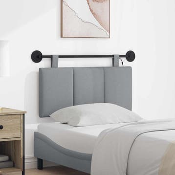vidaXL Hangend hoofdbord Met LED-verlichting Lichtgrijs Stof, Verzenden, Nieuw, Stof