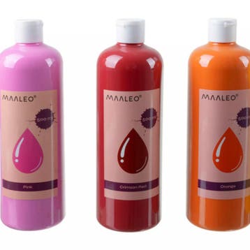 Maaleo plakkaatverf set – 12 matte kleuren van 500 ml, ve., Ophalen of Verzenden, Nieuw