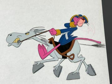 Friz Freleng - Originele animatiecel en tekening van De Roze, Nieuw in verpakking
