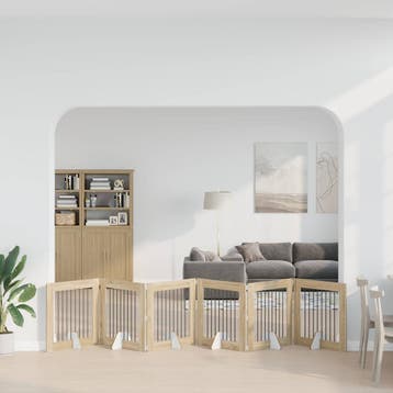vidaXL Opvouwbaar hondenhek met standaards 6 st Sonoma Eiken, Verzenden, Nieuw