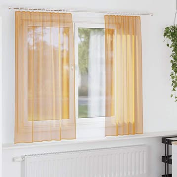 vidaXL Gordijnen voile met roedezakken 2 st oranje, Verzenden, Nieuw