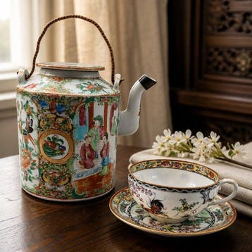 Theepot (2) - Porselein - Theeset uit Macau, Antiek en Kunst
