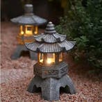 Solar Pagode Tuinlantaarn Japanse LED Tuinlamp Decoratie, Tuin en Terras, Verzenden, Nieuw